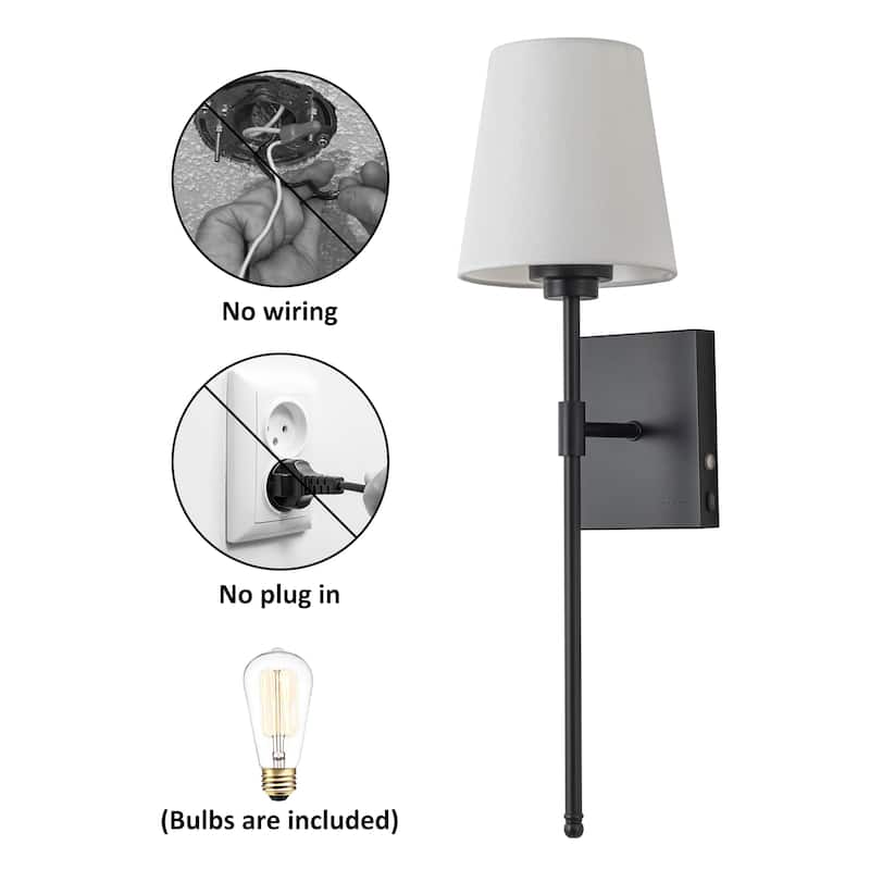 C Cattleya Battey-Operated Rechargeable 3000K Indoor Wall Sconce with Fabric Shade