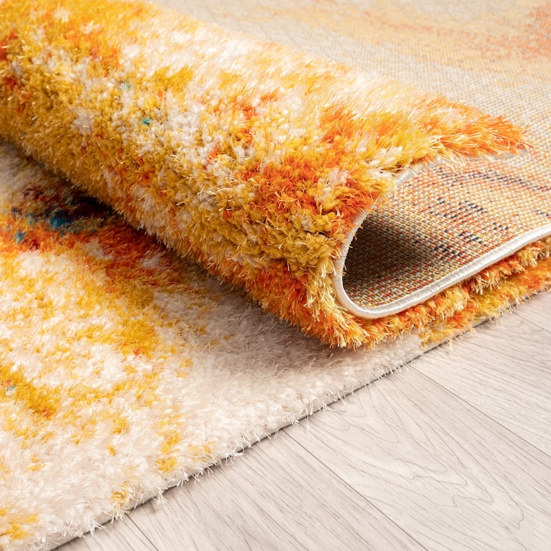 Zenith Abstract Shag Gold/Beige Area Rug