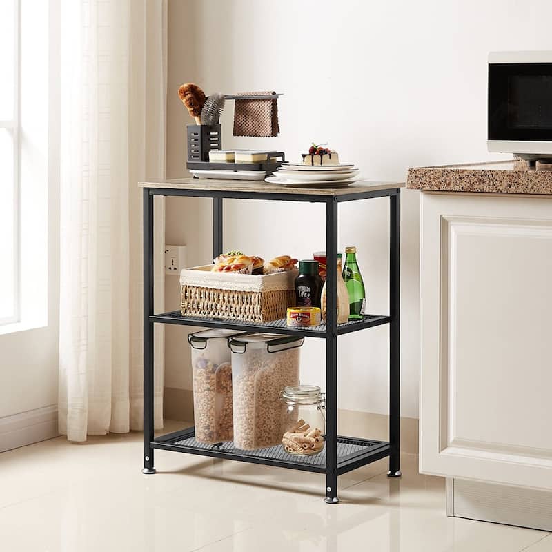 VECELO Industrial Style 3-Tier Nightstands Set of 2 with Open Storage Shelves