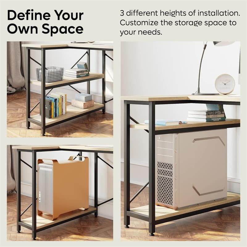 Small L Shaped Desk with Storage Shelves