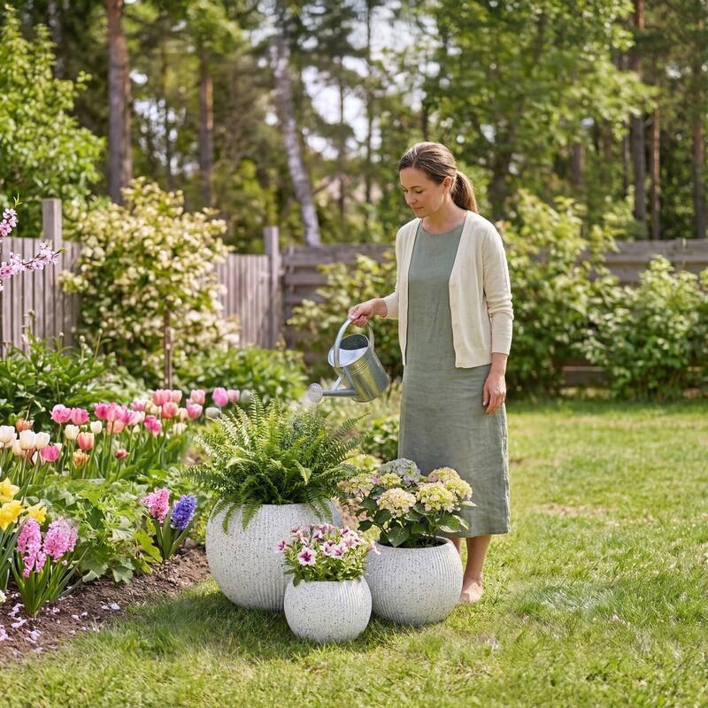 DTY Signature Mount Sherman 1-Piece Fiberstone Planter for Indoor/Outdoor