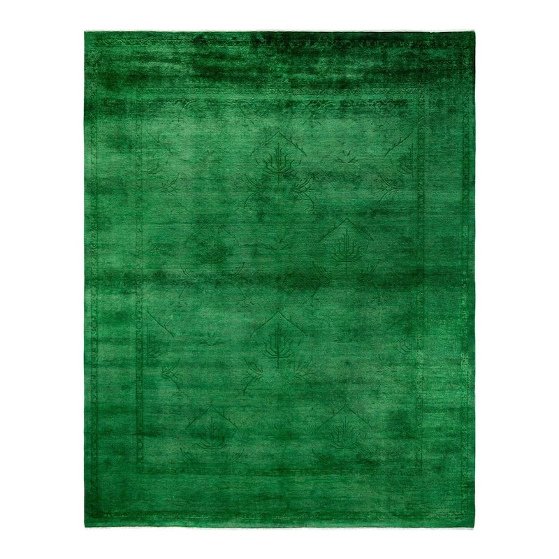 Overdyed, One-of-a-Kind Hand-Knotted Area Rug - Green - 8' 2" x 10' 1"