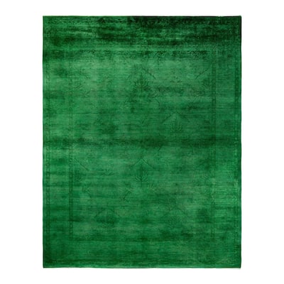 Overdyed, One-of-a-Kind Hand-Knotted Area Rug - Green - 8' 2" x 10' 1"