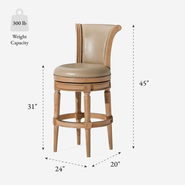 dimension image slide 4 of 8, Maven Lane 31" Pullman Swivel Bar Height Kitchen Stool