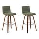 preview thumbnail 50 of 120, Skara Swivel Bar Stool, Upholstered Bar Height Chair with Bentwood Frame Set of 2 - Vintage Green Faux Leather & Walnut
