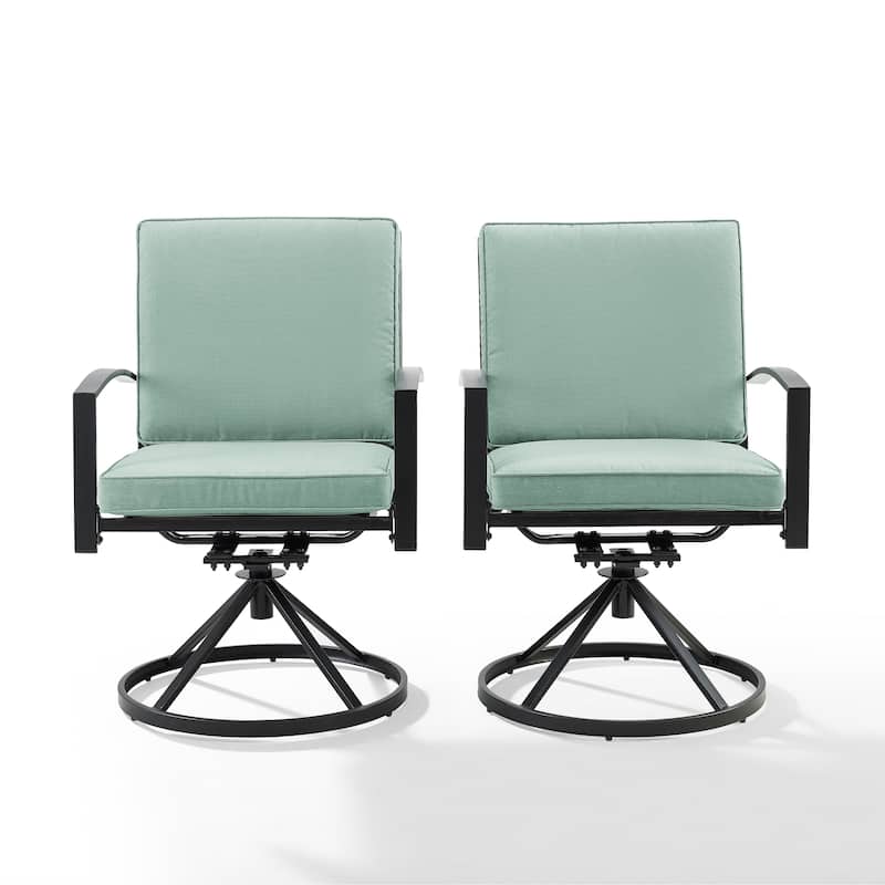 Crosley Kaplan 2Pc Outdoor Dining Swivel Chair Set - 24.75"W x 25"D x 37"H