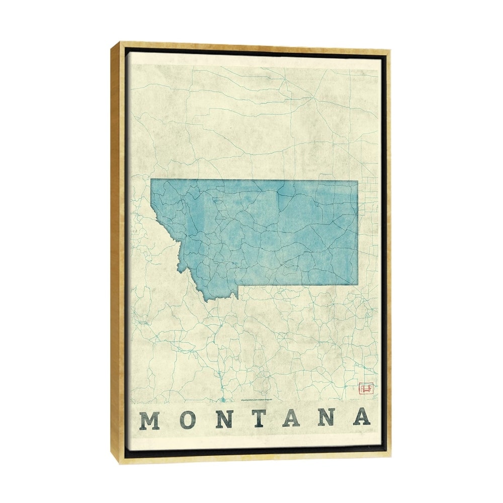 iCanvas "Montana Map" by Hubert Roguski Framed Canvas Print
