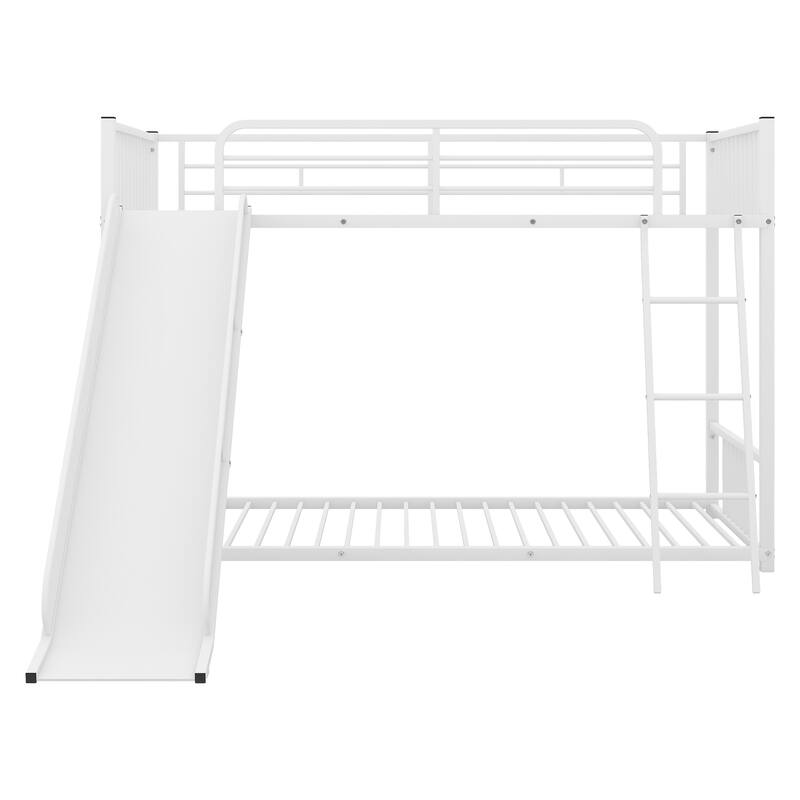 Metal Bunk Bed With Slide, Twin Over Twin