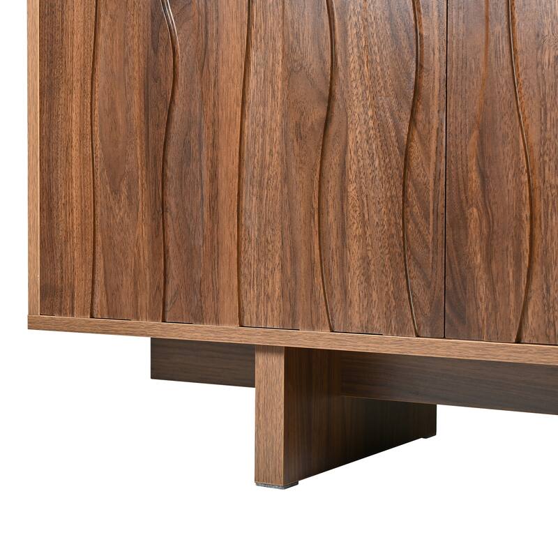 Wooden 69.6"Wide TV Stand for TVs up to 75", Rustic Media Console, Sturdy Base TV Cabinet with Cable Management