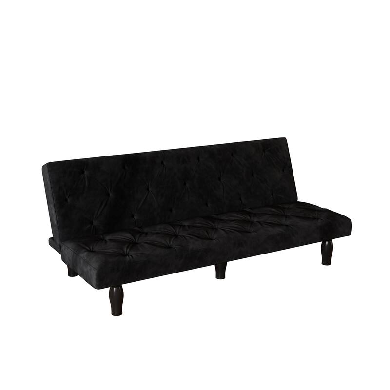 66" Black Velvet Sofa Bed Transforms Seamlessly
