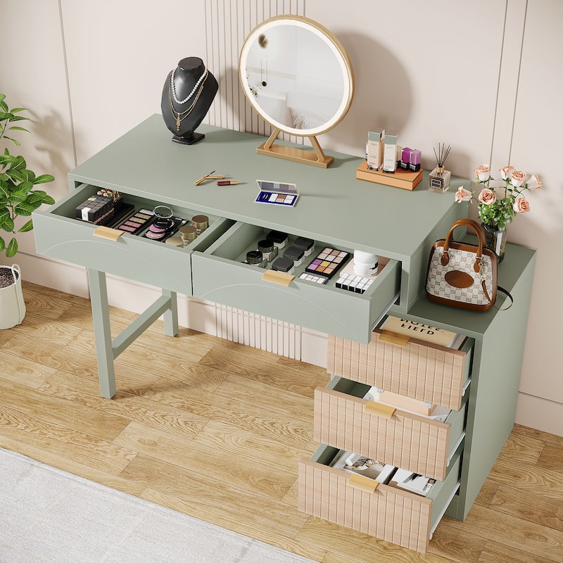 51-Inch Modern Makeup Vanity Desk with Reversible Drawer Cabinet