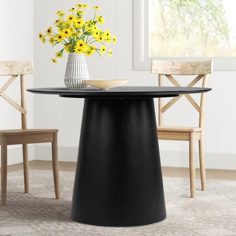 42" Round Pedestal Dining Table - Black