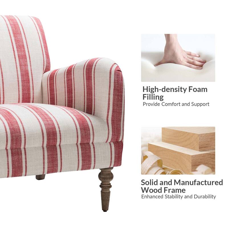 Seip Transitional Striped Arm Chair with Spindle Wood Legs Set of 2 by HULALA HOME