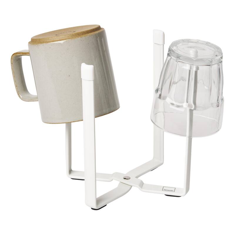 Yamazaki Home Collapsible Bottle Dryer - Small, Steel, Small, Collapsible - L 3.74 x W 4.72 x H 6.5 inches - White