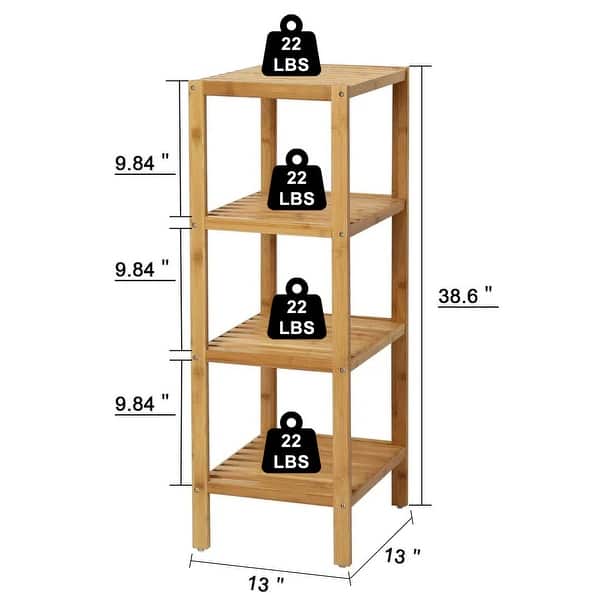slide 6 of 10, Kinbor 4-Tier Bamboo Bathroom Shelf Towel Rack Storage Shelving wood3