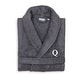 preview thumbnail 24 of 26, Authentic Hotel and Spa Unisex Grey Turkish Cotton Terry Bath Robe with White Block Monogram L/XL - Q