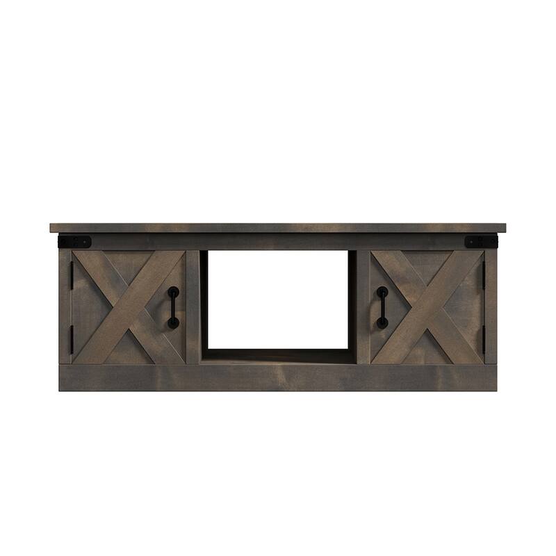Bridgevine Home Farmhouse 48 inch Coffee Table, No Assembly Required, Barnwood Finish