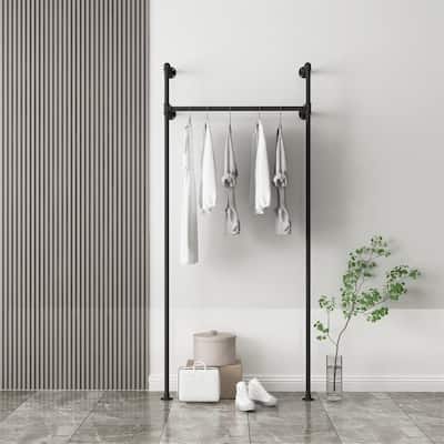 Industrial Pipe Clothing Rack On Wall