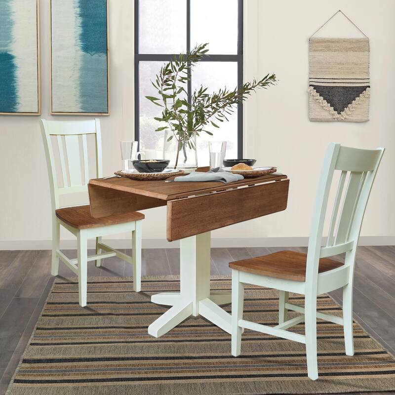 Set of 3 pcs - 36" Square Dual Drop Leaf Table with 2 Chairs