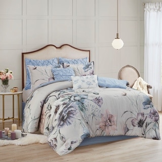 Laura Ashley Natalie Green Floral Cotton Comforter Bonus Set Bed Bath