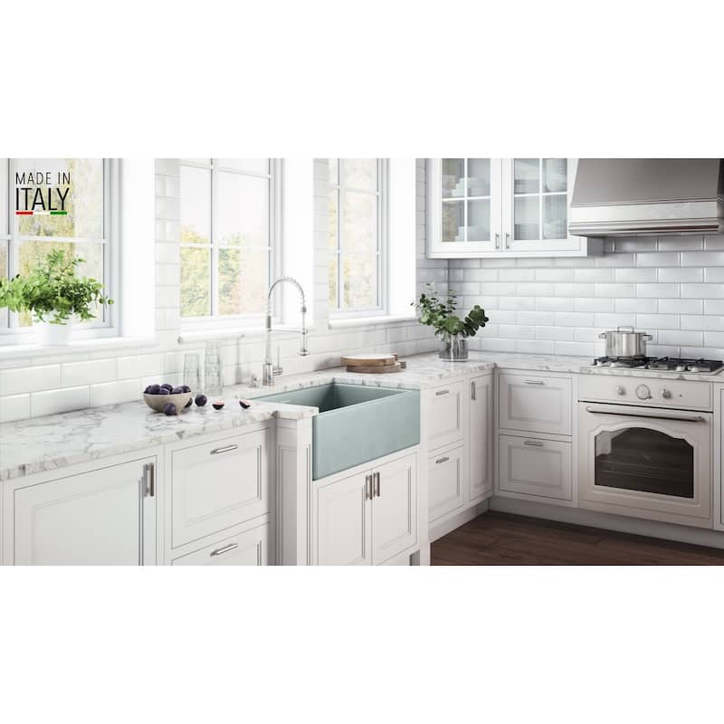 Ruvati 30 x 20 inch Fireclay Reversible Farmhouse Apron-Front Kitchen Sink Single Bowl - Horizon Gray - RVL2100GR