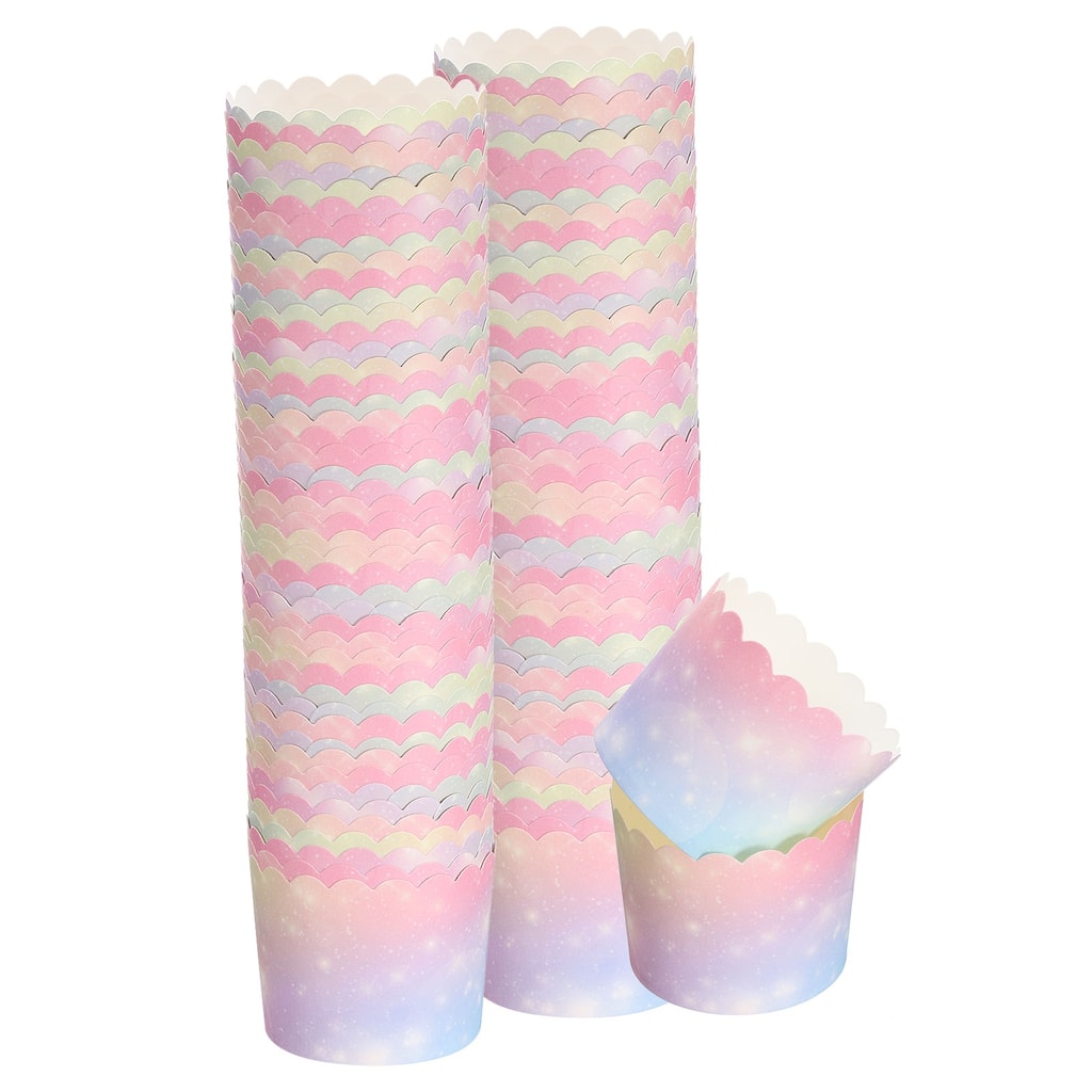 100Pcs Paper Baking Cups Cupcake Muffins Liner Wrappers Gradient