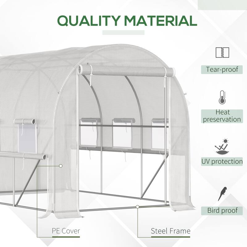 Outsunny 10' x 7' x 7' Walk-in Tunnel Greenhouse, Outdoor Plant Nursery with Anti-Tear PE Cover