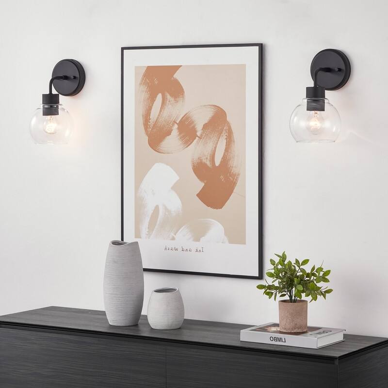 KAWOTI Modern Wall Sconce Set with Clear Shade(Set of 2)