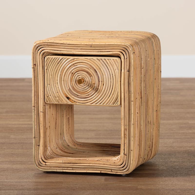 Rosina Bohemian Natural Rattan 1-Drawer Nightstand