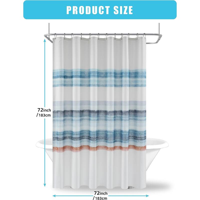 Oil Painting Abstract Shower Curtains (72"x72", Blue and Orange Ombre)
