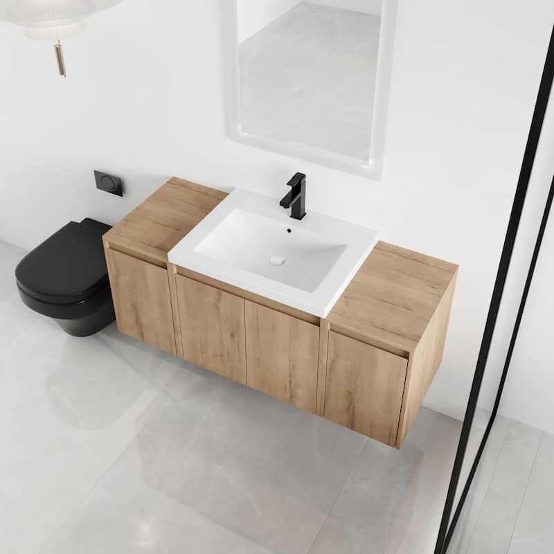 Malwee 36"/48"/60" Floating Bathroom Vanity,Wall Mounted Bathroom Vanity with Sink,Soft Close Door and Adjustable Shelf - 47.2"×18.1"×20.5"