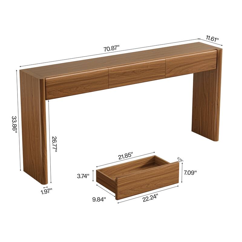 70.9" Farmhouse Console Table with 3 Drawers, Sofa Table & Entryway Storage
