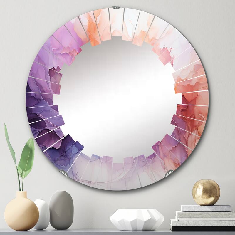 Designart "Vibrant Swirls" Abstract Spirals Modern Wall Mirror - 24in.x24in.