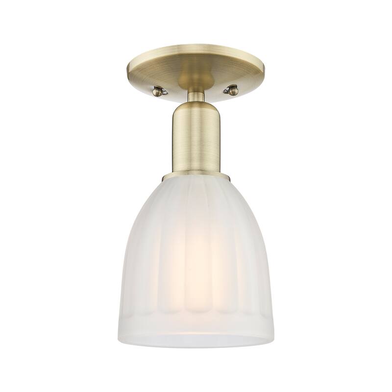 Innovations Lighting Endless Possibilities Arcadia - Brookfield - 1 Light 6" Semi-Flush Mount - Antique Brass/White