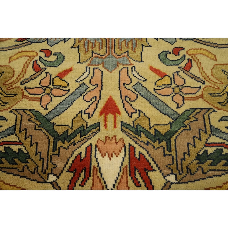 Hand Knotted Oriental 100% Wool Carpet Traditional All-Over Yellow & Gold Ziegler Area Rug - 9' 11'' X 8' 0''