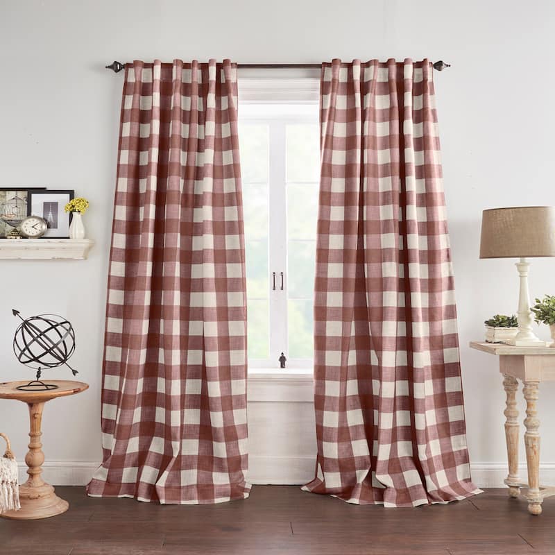 The Gray Barn Holly Buffalo Check Blackout Window Single Curtain Panel - 52"x84" - Red