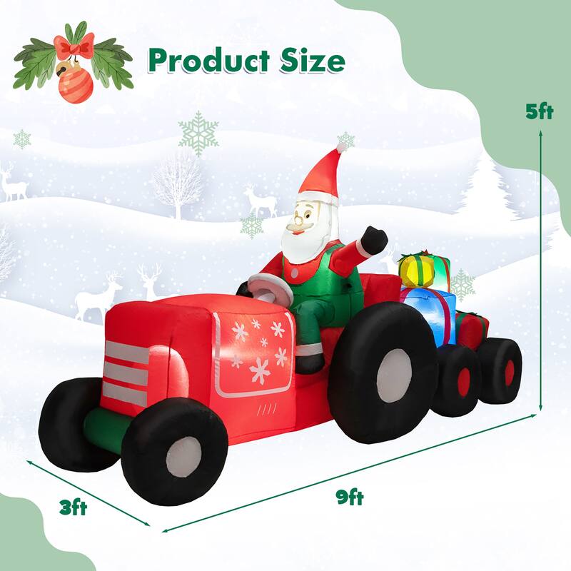 9 FT Christmas Inflatable Santa Claus on Truck with LED Lights