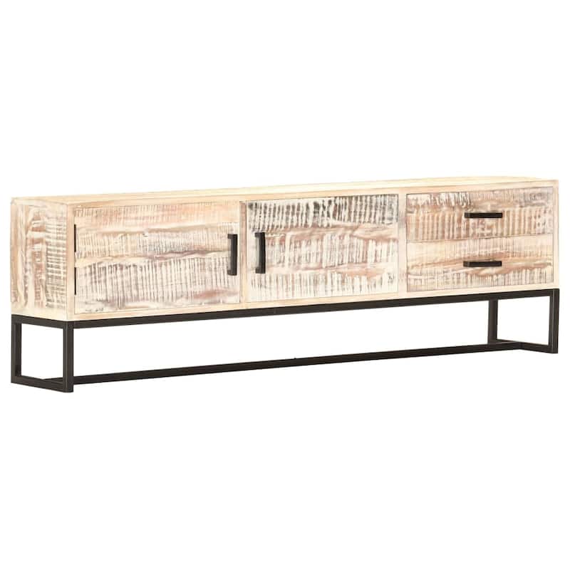 vidaXL TV Stand White 55.1"x11.8"x17.7" Solid Wood Acacia