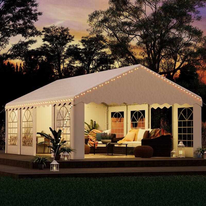 Durable Party Tent Gazebo for Events, Weddings, and BBQs - Includes Removable Sidewalls with Windows & Storage Bags, White