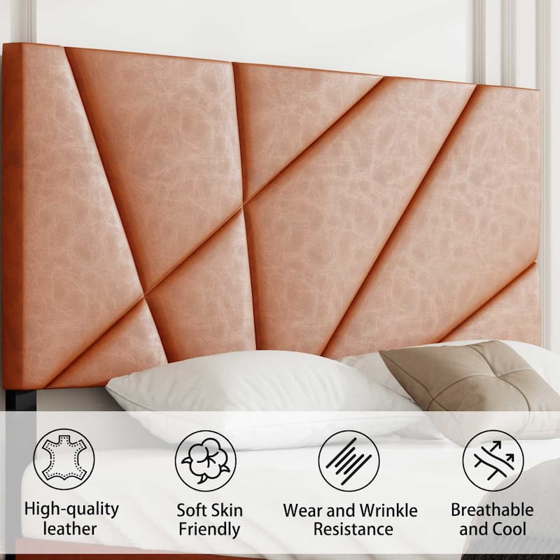 metal bed frame, square platform bed with under-bed storage, no spring-loaded mattress required, vintage brown