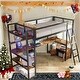preview thumbnail 1 of 30, Metal LED Loft Bed with Built-in Work Station,Multiple Storage,Twin Size Black