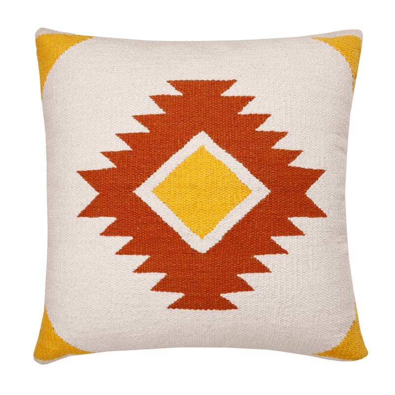Sevita Southwestern Medallion Throw Pillow - Pillow Covers - 20" x 20" - Cover Only - White/Yellow/Red-Orange - Single
