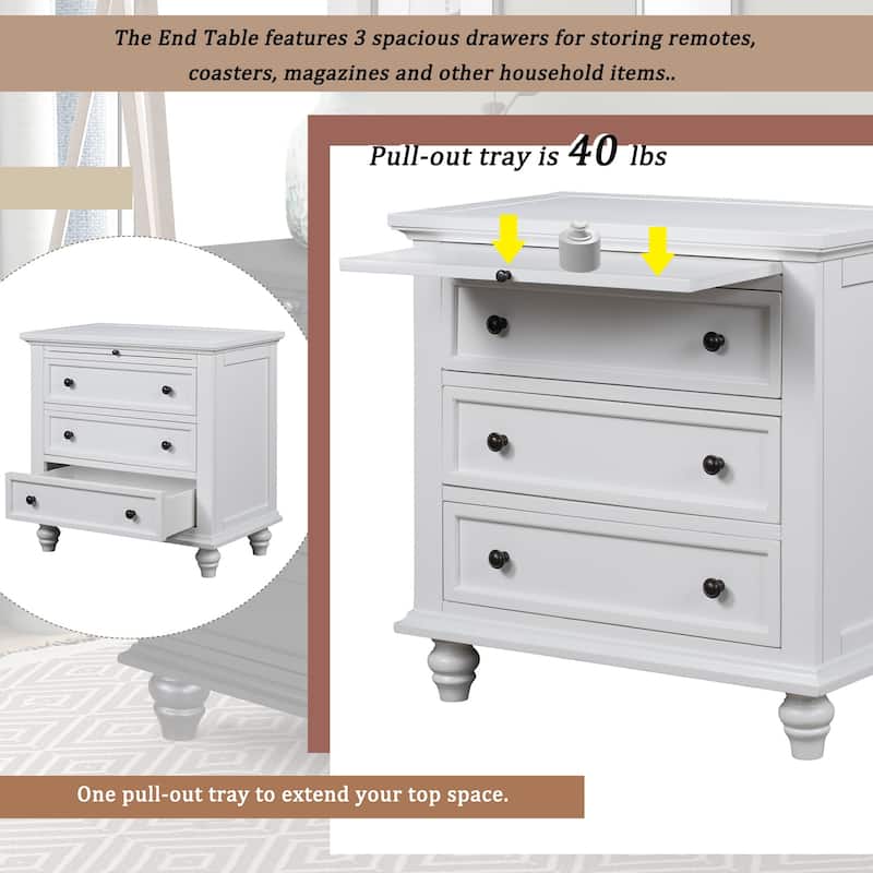 3-Drawer Storage Wood Cabinet,