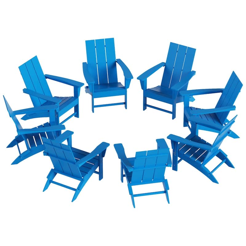 Shoreside Modern Poly Folding Eco-Friendly All Weather Adirondack Chair (Set of 8)