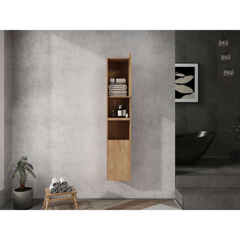 Modern Bathroom Side Cabinet with Soft-Close Door Hinges & Reversible Door, Floating Wall-Mounted Storage Cabinet