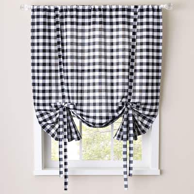 Sweet Home Collection Buffalo Check Plaid Gingham Tie-Up Window Single Curtain