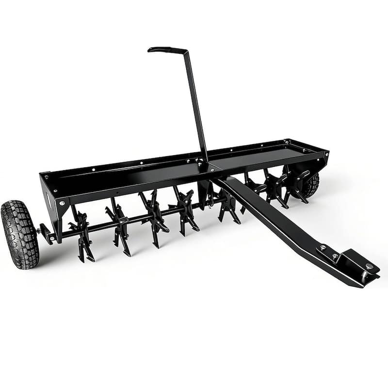 48 in Tow Behind Core Aerator, Pull Behind Plug Aerator for Grass Yard Clay Soil - Black