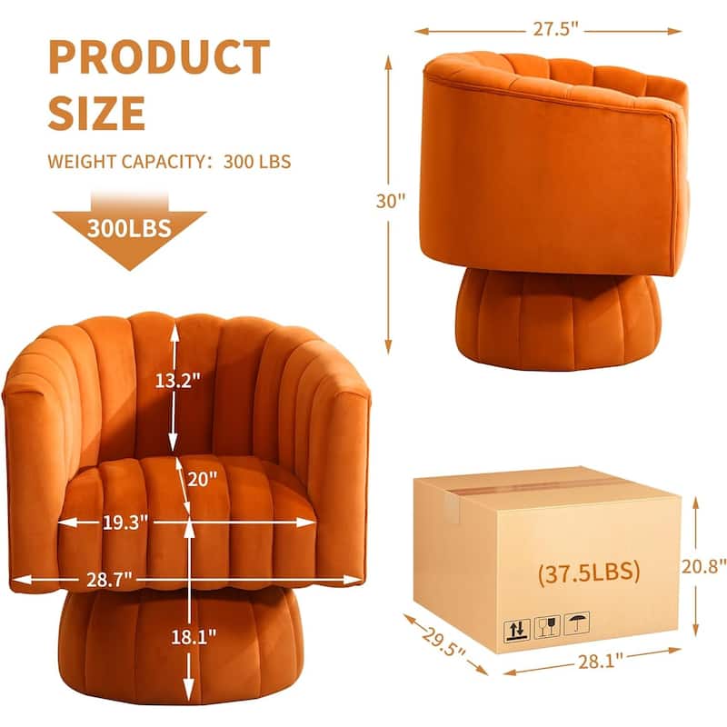 HOMYKA Swivel Accent Barrel Chair Cute Comfy Arm Chair Set 2