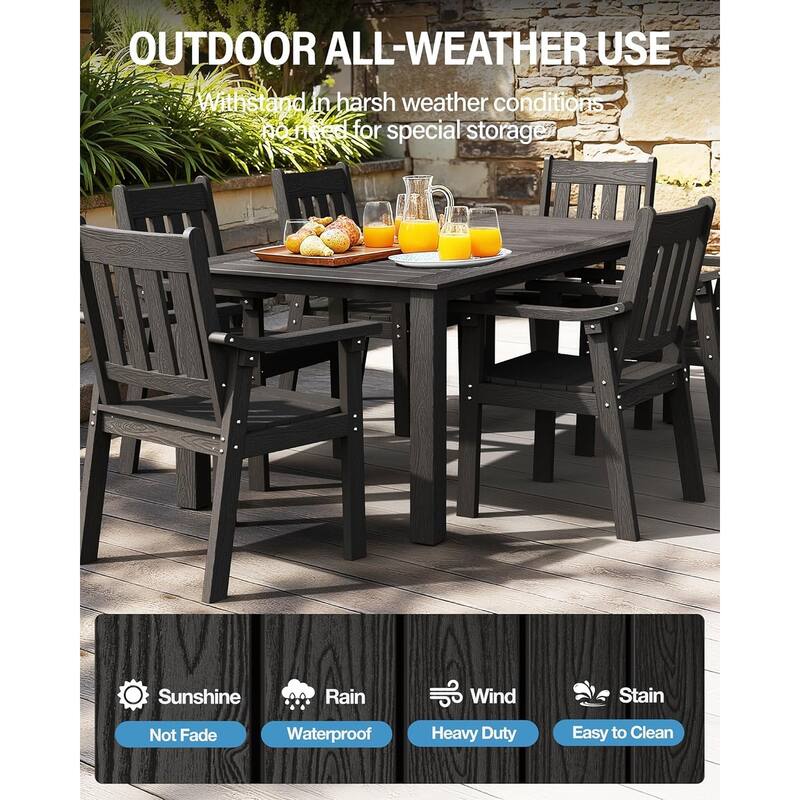 WINSOON 12-Piece HIPS All Weather Outdoor Patio Dining Sets with Umbrella Hole& Aluminum Frame,2-Table 10-Chairs