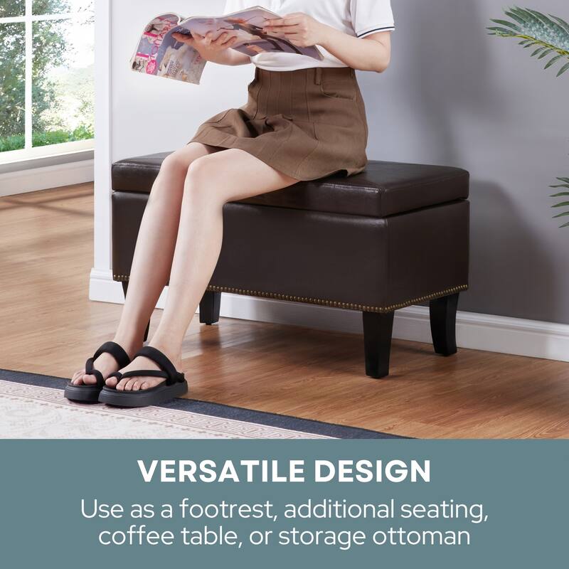 Storage Ottoman - Upholstered Accent Furniture with Spacious Storage, Comfortable Seat, and Modern Home Style